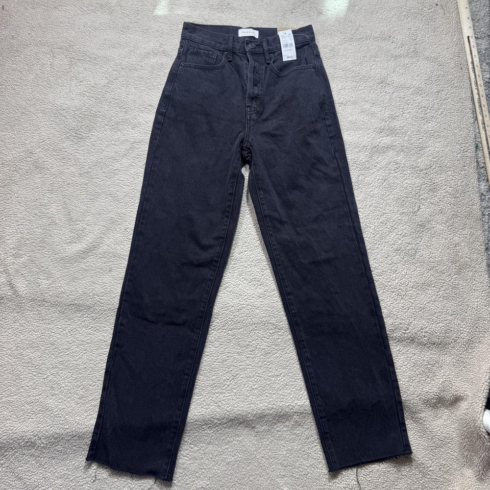 Pacsun Dad Jean Womens 23 Black High Rise Relaxed Straight Leg Button Fly‎ Denim